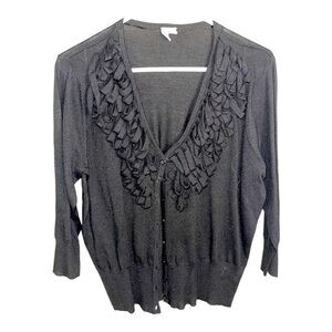 𝅺madison BLACK SWEATER V-NECK BUTTON CARDIGAN SIZE XLARGE